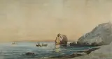 Marseille, pêcheurs en bord de côte by Marius Pauzat, Aquarelle signée en bas à droite A vue:, sold Jun 2025