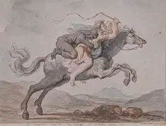 Le chagrin monte en croupe et galope avec lui by Esprit Antoine Gibelin, Aquarelle et traits de sanguine, sold Jun 2025