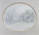 Les gorges by François-Auguste Ravier, Crayon noir dans un ovale, sold Jun 2025