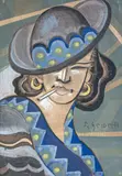 Femme à la cigarette by Hugo Scheiber, Gouache et fusain sur papier, sold Jun 2025
