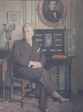 Portrait de Monsieur Mathieu Varille (1885-1963) dans son intérieur by Paul Janin, Aquarelle, sold Jun 2025