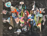 Abstrait - 1986 by Pierre de Berroeta, 1986, Aquarelle et gouache sur papier, sold Jan 2023
