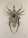 Animal fantastique by Philippe Druillet, 1967, Encre et gouache sur papier découpé de forme mouvementé contrecollé sur un fond en papier, sold Apr 2024