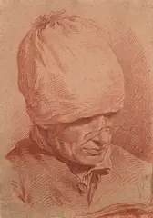 Homme au bonnet, lisant by Pierre-Alexandre Wille, Sanguine, sold Mar 2024