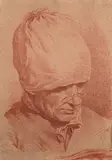 Homme au bonnet, lisant by Pierre-Alexandre Wille, Sanguine, sold Mar 2024