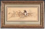 Le derby by Théodore Géricault, Aquarelle et rehauts de blanc sur traits de crayon noir, sur papier beige, sold Mar 2024