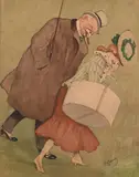 Le carton à chapeau by Albert Jarach, Aquarelle sur traits de crayon noir, sold Mar 2024