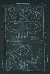 Subway drawing by Keith Haring, Craie sur papier noir Chalk on black paper, sold Apr 2019