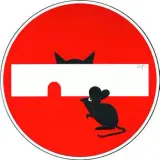 The trap by Clet Abraham, 2017, Collage sur panneau signalétique « sens interdit » signé en haut à droite, sold Apr 2019