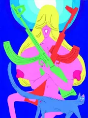 Tits and Guns by Todd James, 2013, Mine de plomb et gouache sur papier, sold Apr 2019