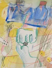 SANS TITRE by Bernard Rancillac, Gouache et pastel sur papier signé en bas à droite, sold Mar 2019