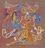 RUGBYMEN by Gérard Guyomard, 1975, Encre et crayon sur papier signé et daté en bas à droite, sold Mar 2019