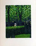 Sans titre (Femme au chapeau derrière la haie) by Jean-Pierre Cassigneul, Lithographie en couleurs numérotée E, sold Feb 2019