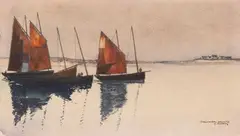 Sardiniers bretons by Ernest Pierre Guérin, Mine de plomb et aquarelle sur papier, sold Dec 2024