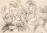 Scène de plage by Ludwig Klimek, Mine de plomb et crayons de couleur sur papier, sold Dec 2024