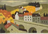 Le village by André Even, Lithographie en couleur sur papier, sold Dec 2024