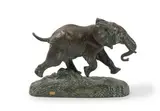 L'éléphant du Sénégal by Antoine-Louis Barye, Épreuve en bronze à patine brun-vert, sold Nov 2024