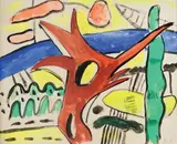Composition by Fernand Léger, Aquarelle gouachée, sold May 2023