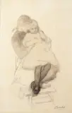 Étude pour Chagrin d'enfant by Émile Friant, Crayon sur papier signé en bas à droite, sold Mar 2023