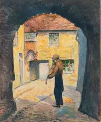 Musicien dans une cour by Albert Gleizes, Gouache, sold Mar 2023