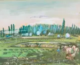 La moisson by Jean Dufy, Gouache signée en bas à droite, sold Mar 2023