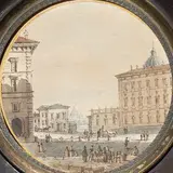 Vue de Rome et vue de Florence, animées de personnages Deux miniatures rondes formant pendants by Victor-Jean Nicolle, Plume et aquarelle sur papier chamois, sold Mar 2023