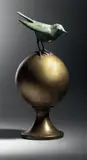 & ARTCURIAL (éditeur) Oiseau bleu (modèle créé en 1979) by François-Xavier Lalanne, Épreuve en bronze à patine vert antique sur sphère et petit piédouche amovible, sold Mar 2023