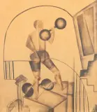 Les haltérophiles by Marc Sterling, Aquarelle sur papier, sold Feb 2023