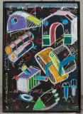 Schémas by Antonio Viana, Pastel sur papier noir, sold Feb 2025