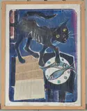 Le chat voleur by Elie Pesatori, Lithographie signée, dédicacée et numérotée EA, sold Feb 2025