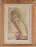 Jeune fille au fruit by Hélène Girod de L'Ain, Lithographie numérotée, sold Feb 2025