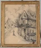 Rue à Bougival by James Pradier, 1838, Crayon sur papier, sold Feb 2025