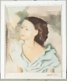 Portrait de jeune femme à la robe bleu by Mariette Lydis, Lithographie signée et datée, sold Feb 2025