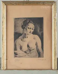 Femme nue de buste by Charles Kvapil, Lithographie signée et numérotée, sold Feb 2025