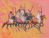 Fantasia by Hassan El Glaoui, Gouache, sold Dec 2024