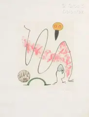 Oiseaux en péril - 1975 by Max Ernst, Eau-forte et aquatinte en couleurs sur papier Japon signé et jusgtifié « EA », sold Dec 2024