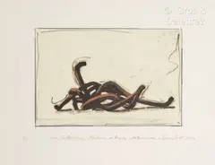 Combinaison aléatoire de lignes indeterminées 2004 by Bernar Venet, Lithographie en noir, sold Dec 2024