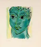 Sans titre - Portrait bleu by Paul-Vanier Beaulieu, Monotype, sold Feb 2025