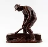 Le creuseur d'auge by Alfred Laliberté, Bronze à patine marron, sold Dec 2024
