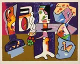 Abstraction by José Luis Zumeta, Lithographie sur vélin, sold Aug 2024