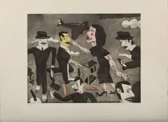 Pince nez, 1999-2001 by Antonio Seguí, Eau-forte et aquatinte réhaussée à l'aquarelle, sold Aug 2024