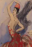 Danseuse espagnole by Jean-Gabriel Domergue, 1927, Aquarelle sur traits de fusain sur papier, sold May 2024