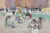 Enfants au Jardin du Luxembourg by Marko Stupar, Gouache et crayon gras sur papier, sold May 2024
