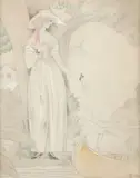 L'été (Élégante sous un arbre, devant une barque). Étude pour l'été paru dans la gazette du Bon ton, 1922, n° 6, pl. 41 by Charles Martin, Crayon, estompe et aquarelle, sold May 2024