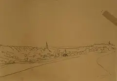 Vue d'un village au clocher d'église by André Derain, Crayon sur papier, sold Mar 2023