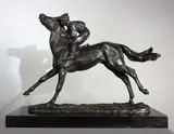 A two years old canter by René Paris, Epreuve en bronze a patine brun nuancé, sold May 2020