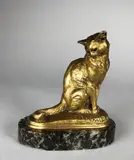 Chat assis by Emmanuel Frémiet, Epreuve en bronze à patine vieil or, sold May 2020