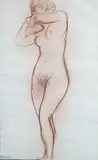 Nu debout by André Eugène Costilhes, Sanguine, tampon de l'artiste en bas à gauche, sold Apr 2020