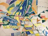 Environ d'Antibes by Jacques Lagrange, 1955, Aquarelle sur papier signé et daté en bas à droite, avec envoi au docteur et Madame Millar, sold Apr 2020