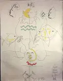 et Raymond MORETTI (1931-2005) L'Age du verseau by Jean Cocteau, 1962, Lithographie signée et datée dans la planche et dédicacée à Gilbert Larriaga et signée au, sold Apr 2020